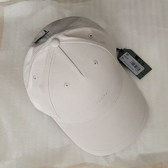 NEW ALLSAINTS neutral taupe embroidered leather strap baseball dad hat cap NWT main image 11